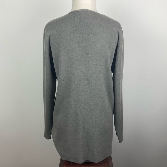 EILEEN FISHER Women’s Sweater 100% Wool Washable Oversized Small Gray V-Neck - Picture 6 of 8